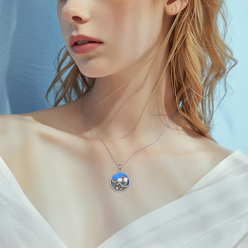 Colar de prata esterlina com pingente de tartaruga marinha e estrela do mar em opala-2