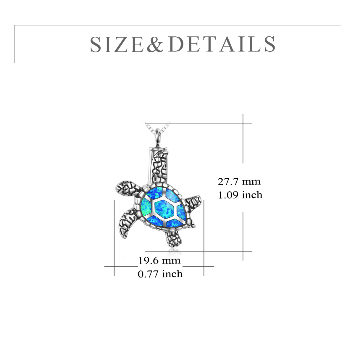 Collier en argent sterling pour urne en forme de tortue de mer opale pour les cendres-5