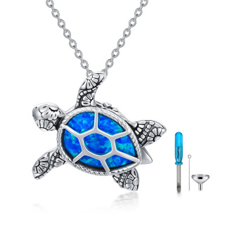 Sterling Silver Opal Sea Turtle Urn Necklace for Ashes-36