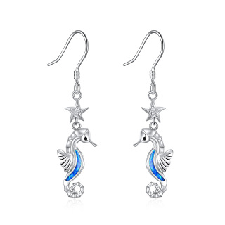 Sterling Silver Opal Seahorse & Starfish Drop Earrings-21