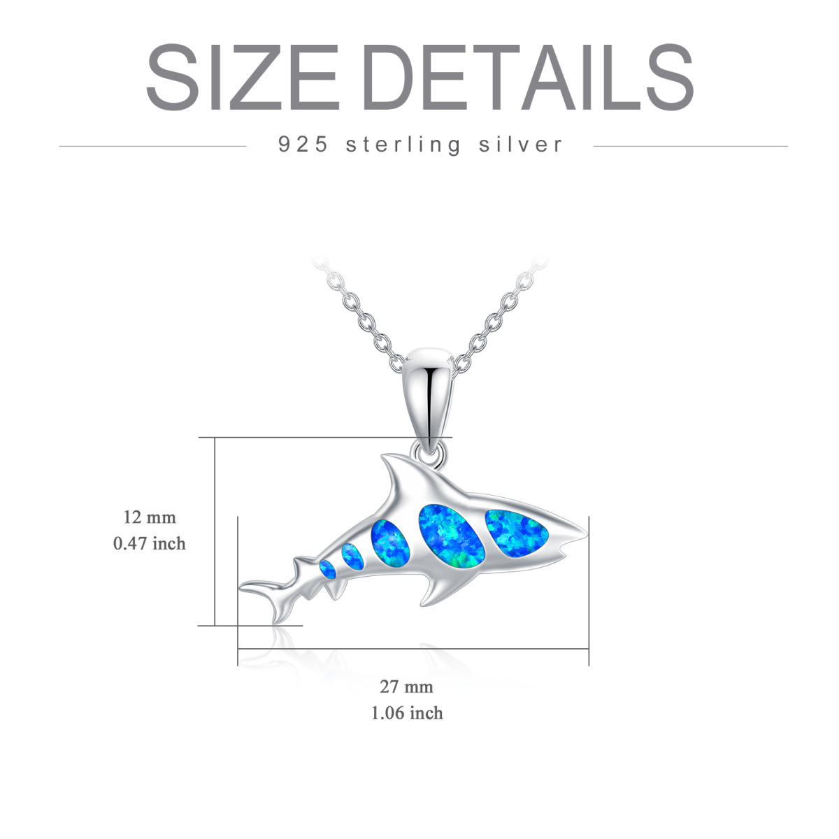 Sterling Silber Opal Hai Anhänger Halskette-5