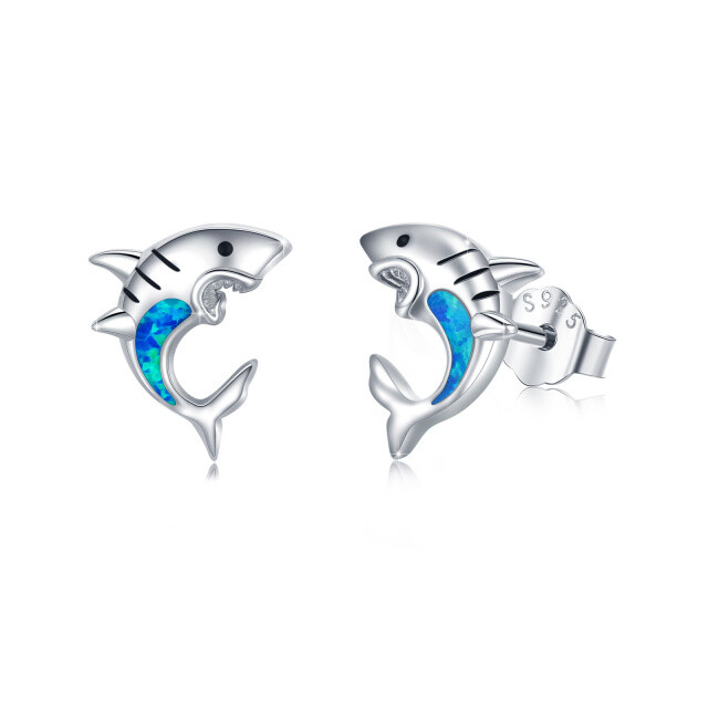 Orecchini a perno in argento sterling con squalo opale