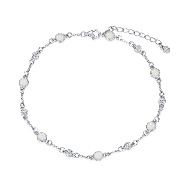 Bracelet de cheville simple couche en argent sterling avec opale-1