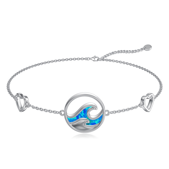 Pulseira com pingente de spray de opala de prata esterlina