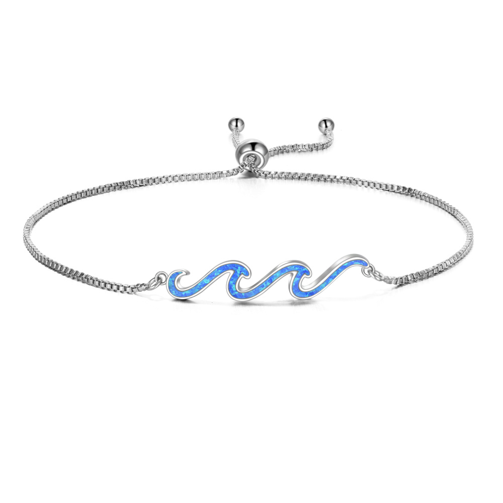 Sterling Silver Opal Spray Charm Bracelet-1