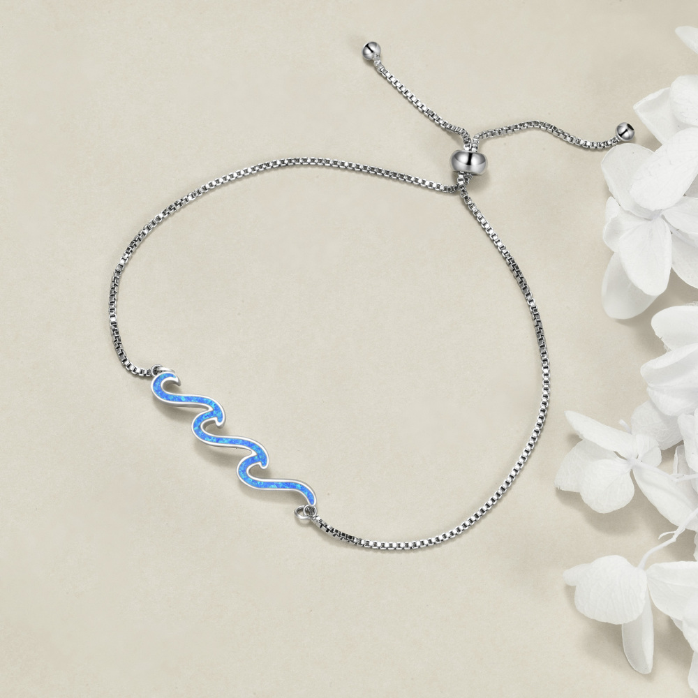 Sterling Silver Opal Spray Charm Bracelet-4