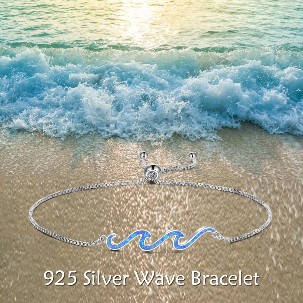 Sterling Silver Opal Spray Charm Bracelet-5