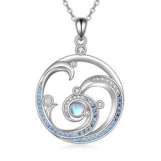 Sterling Silver Opal Spray Pendant Necklace-2