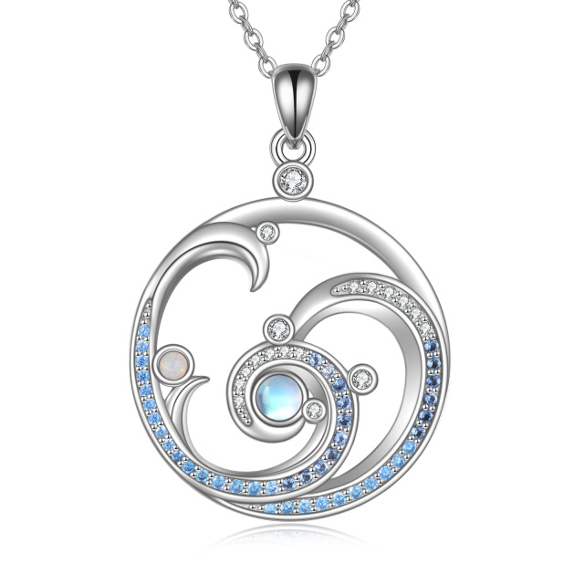 Sterling Silver Opal Spray Pendant Necklace-3