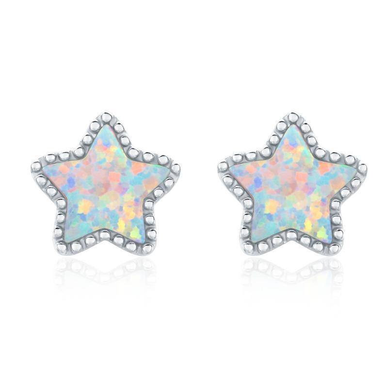 Pendientes Estrella Ópalo Plata de Ley-1