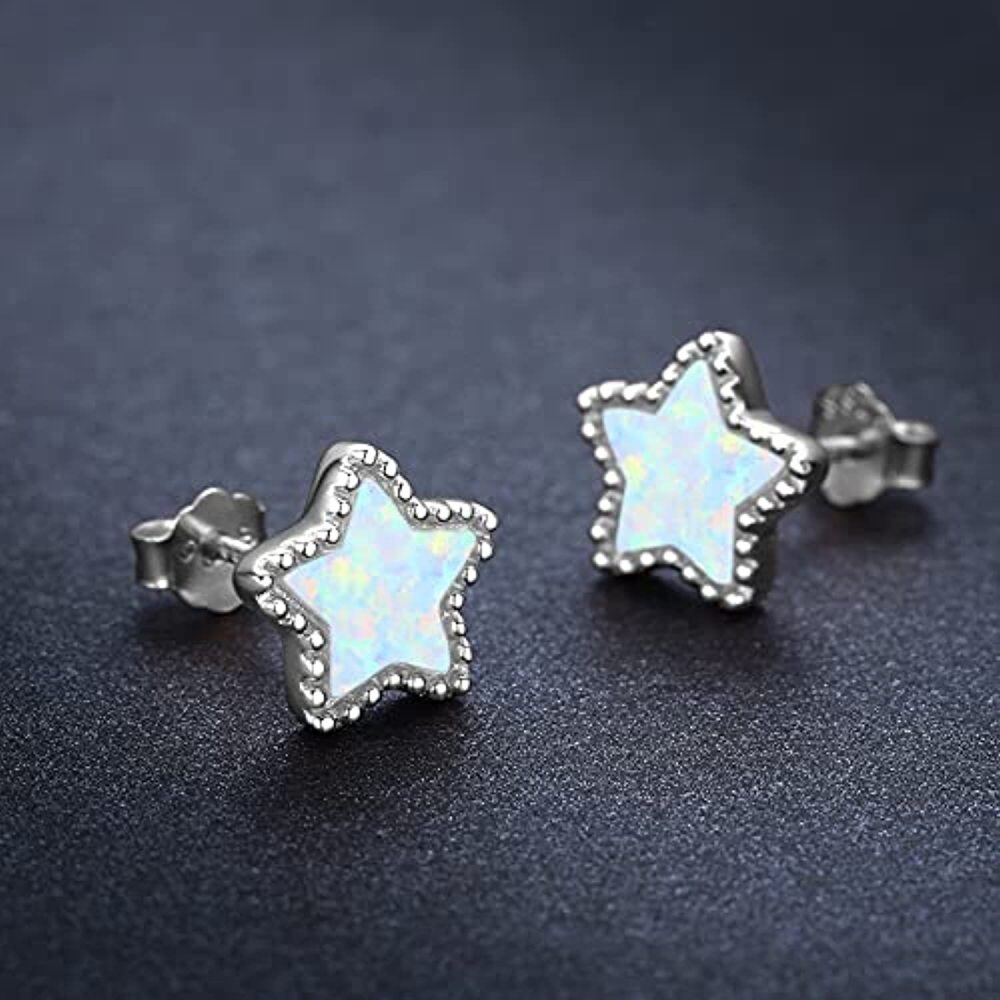 Pendientes Estrella Ópalo Plata de Ley-3