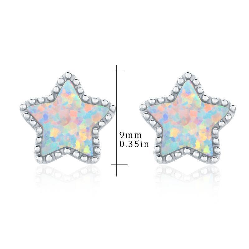 Pendientes Estrella Ópalo Plata de Ley-4