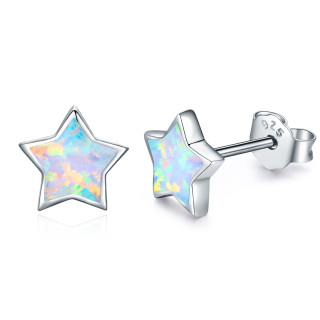 Sterling Silver Opal Star Stud Earrings for Women Girls-6