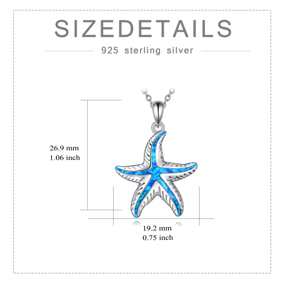 Sterling Silver Opal Starfish Pendant Necklace-5