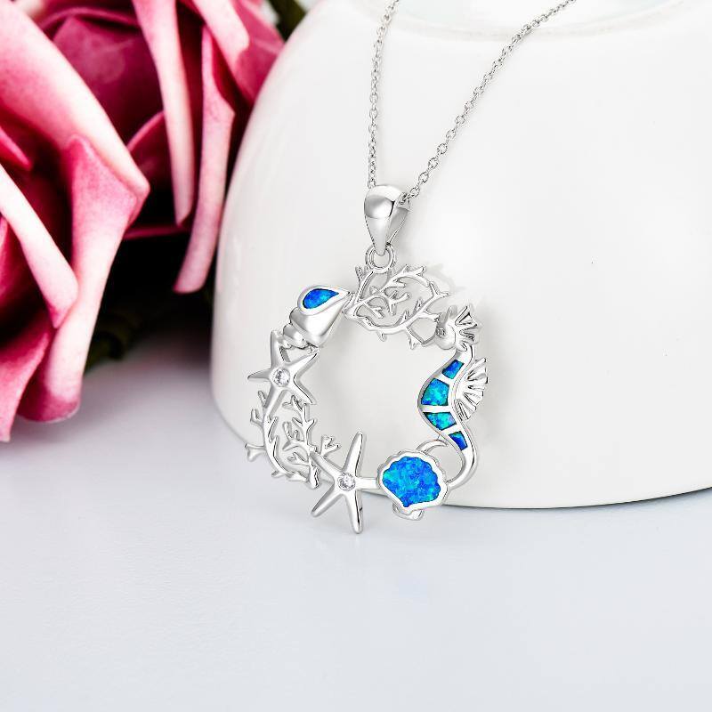 Collana con ciondolo a forma di stella marina in argento Sterling-3