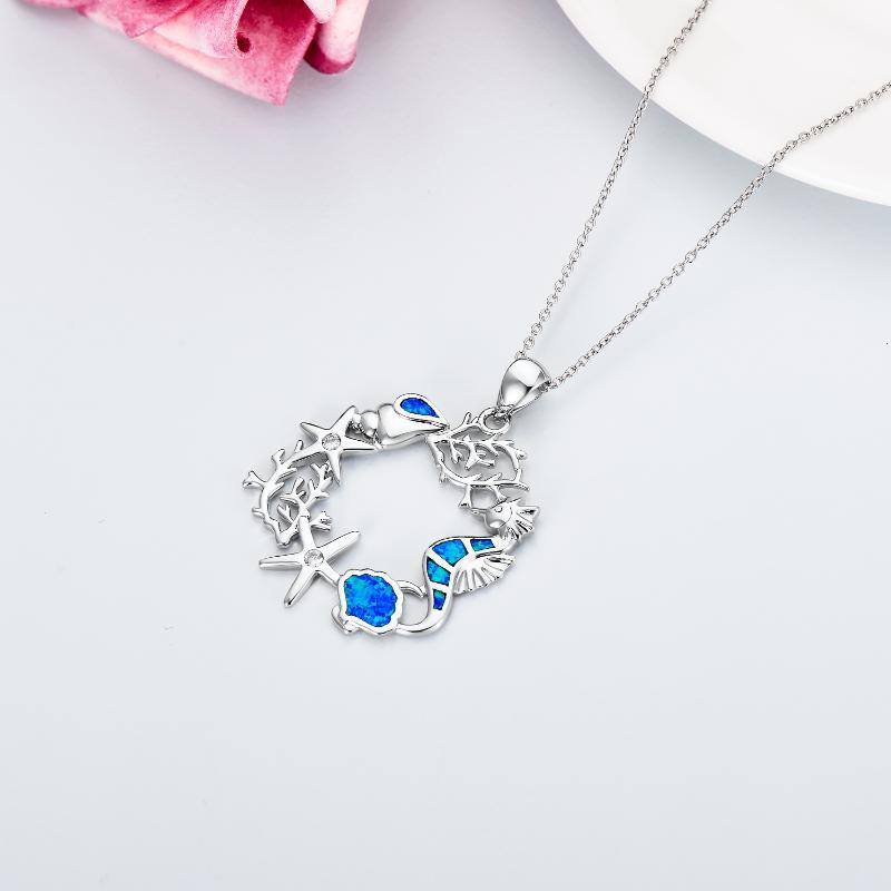 Collana con ciondolo a forma di stella marina in argento Sterling-4