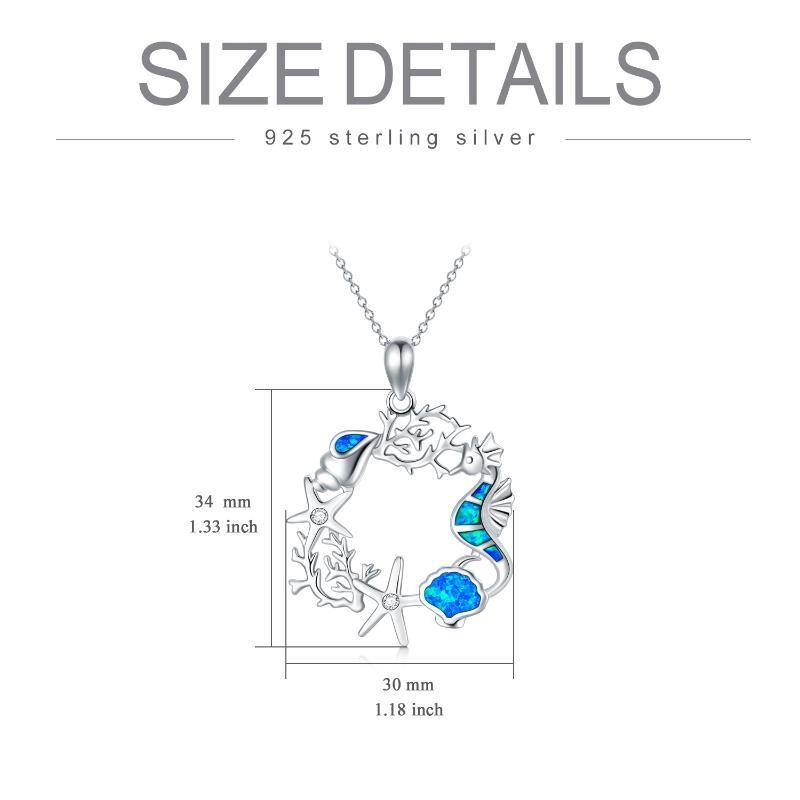 Sterling Silver Opal Starfish Pendant Necklace-5