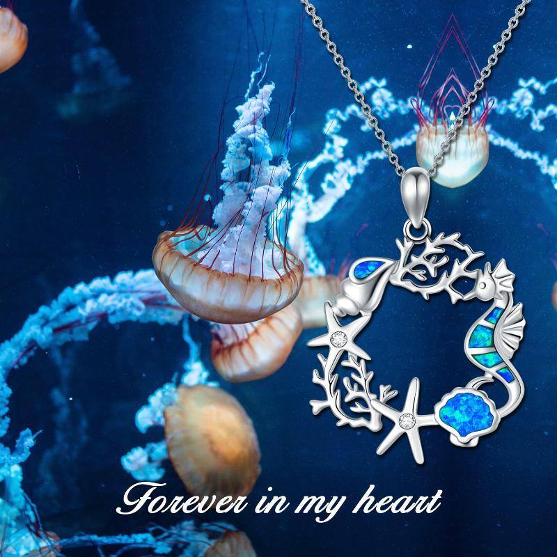 Collana con ciondolo a forma di stella marina in argento Sterling-6