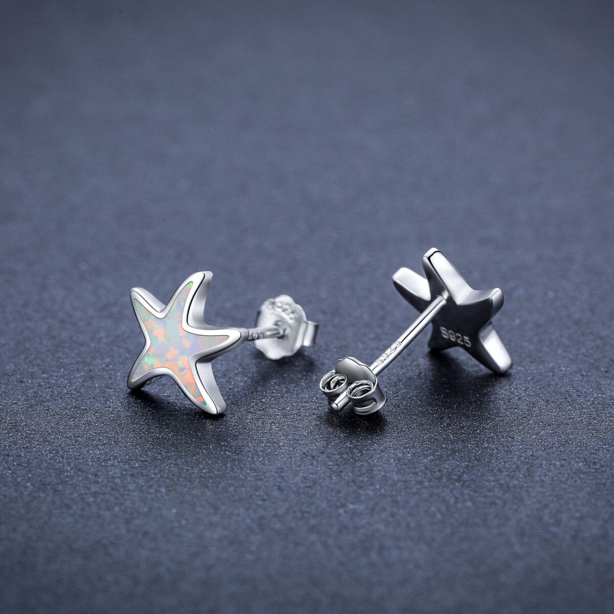 Ohrstecker aus Sterlingsilber mit Opal und Seestern-Motiv für Frauen und Mädchen-5