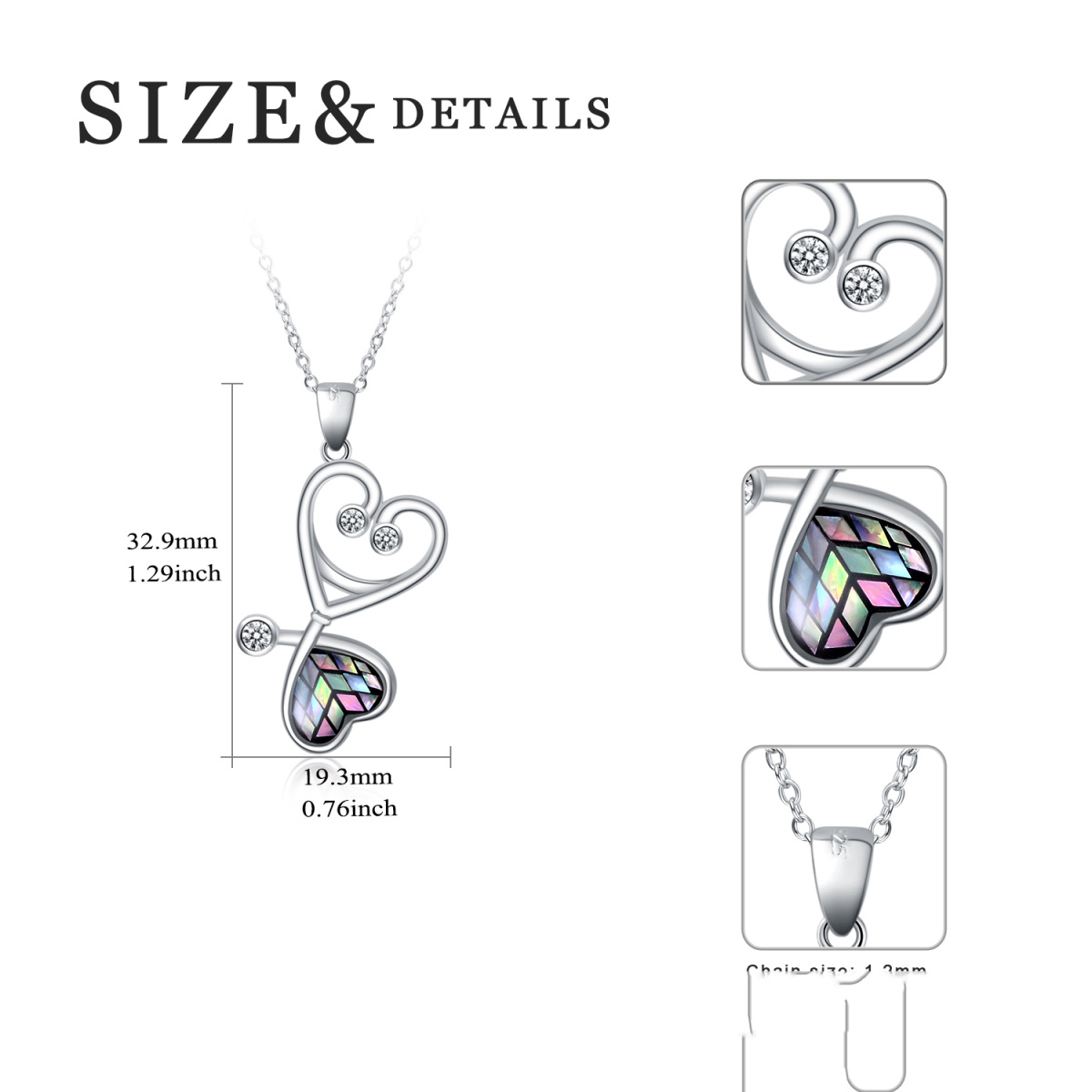 Sterling Silver Opal Stethoscope Pendant Necklace-5