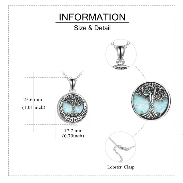 Collana con urna lunare con nodo celtico attorcigliato in argento sterling con opale e albero della vita per ceneri-5