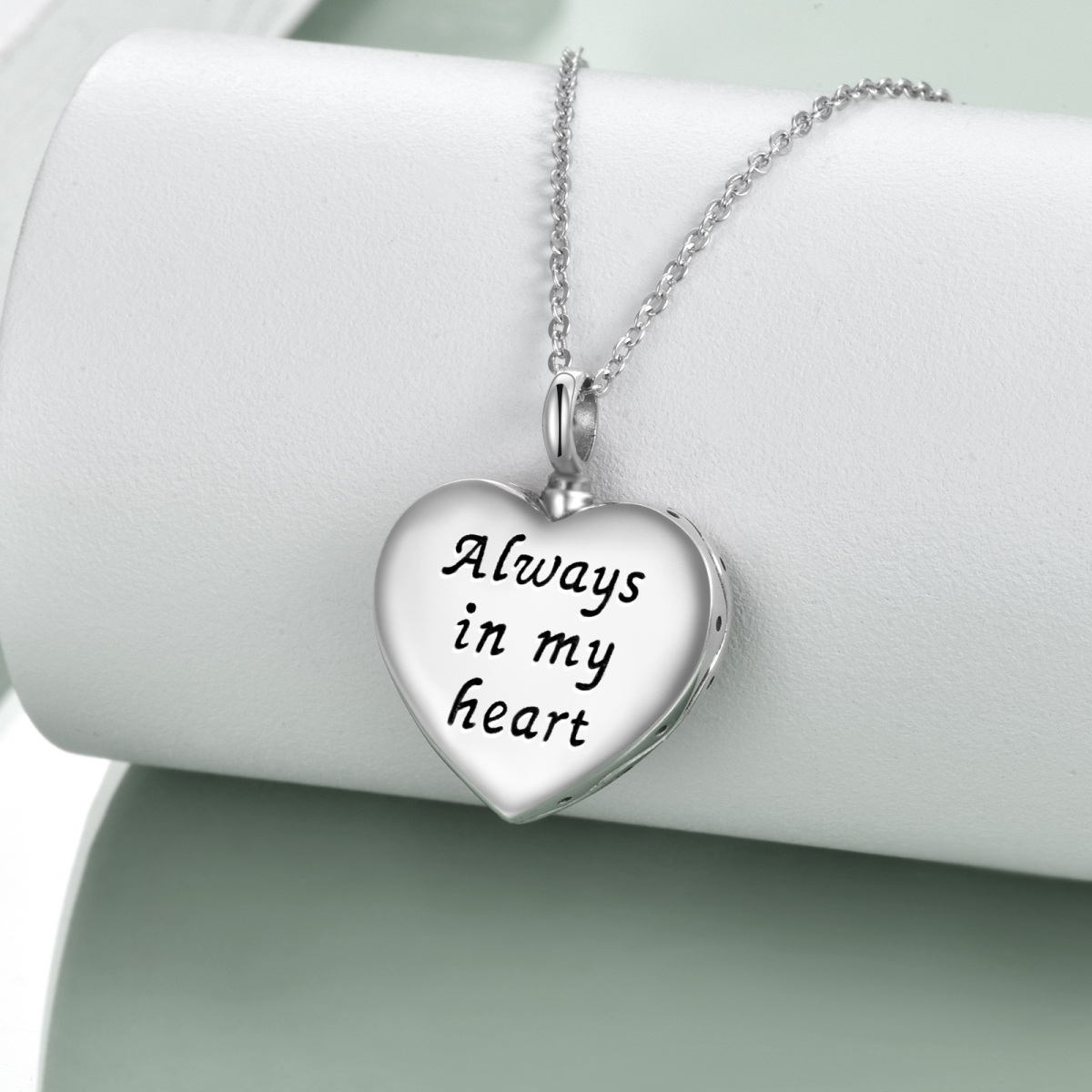 Collar de Plata de Ley Ópalo Árbol de la Vida y Urna Corazón para Cenizas con Palabra Grab-5