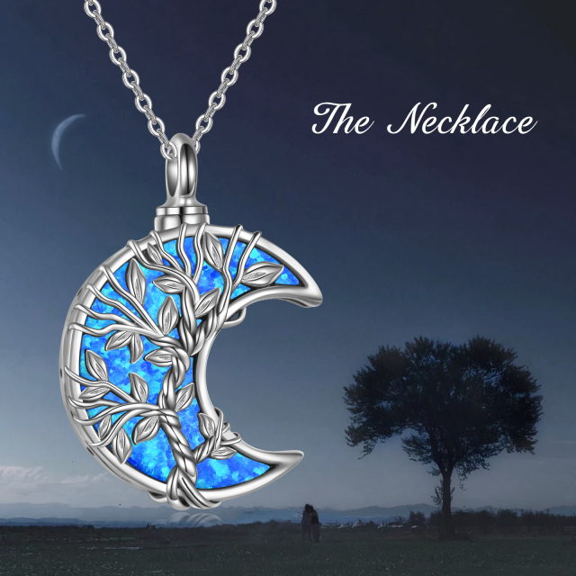 Collier en argent sterling en forme d'arbre de vie et d'urne lunaire en opale-3