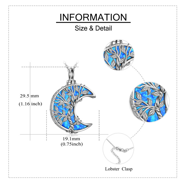 Sterling Silber Opal Baum des Lebens & Mond Urne Halskette-6