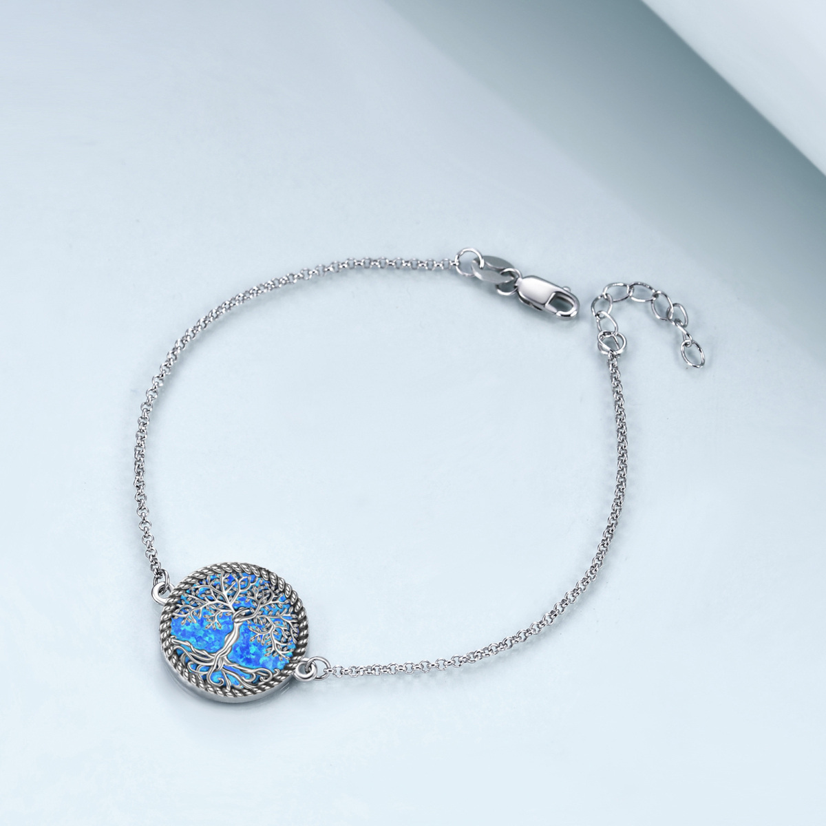 Armband mit Lebensbaum-Anhänger aus Sterlingsilber mit Opal-4