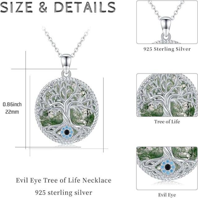 Sterling Silver Tourmaline Tree Of Life Pendant Necklace-5