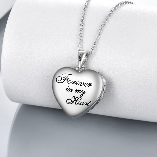 Sterling Silver Opal Turtle Heart Personalized Photo Locket Necklace With Engraved Word For Women-4