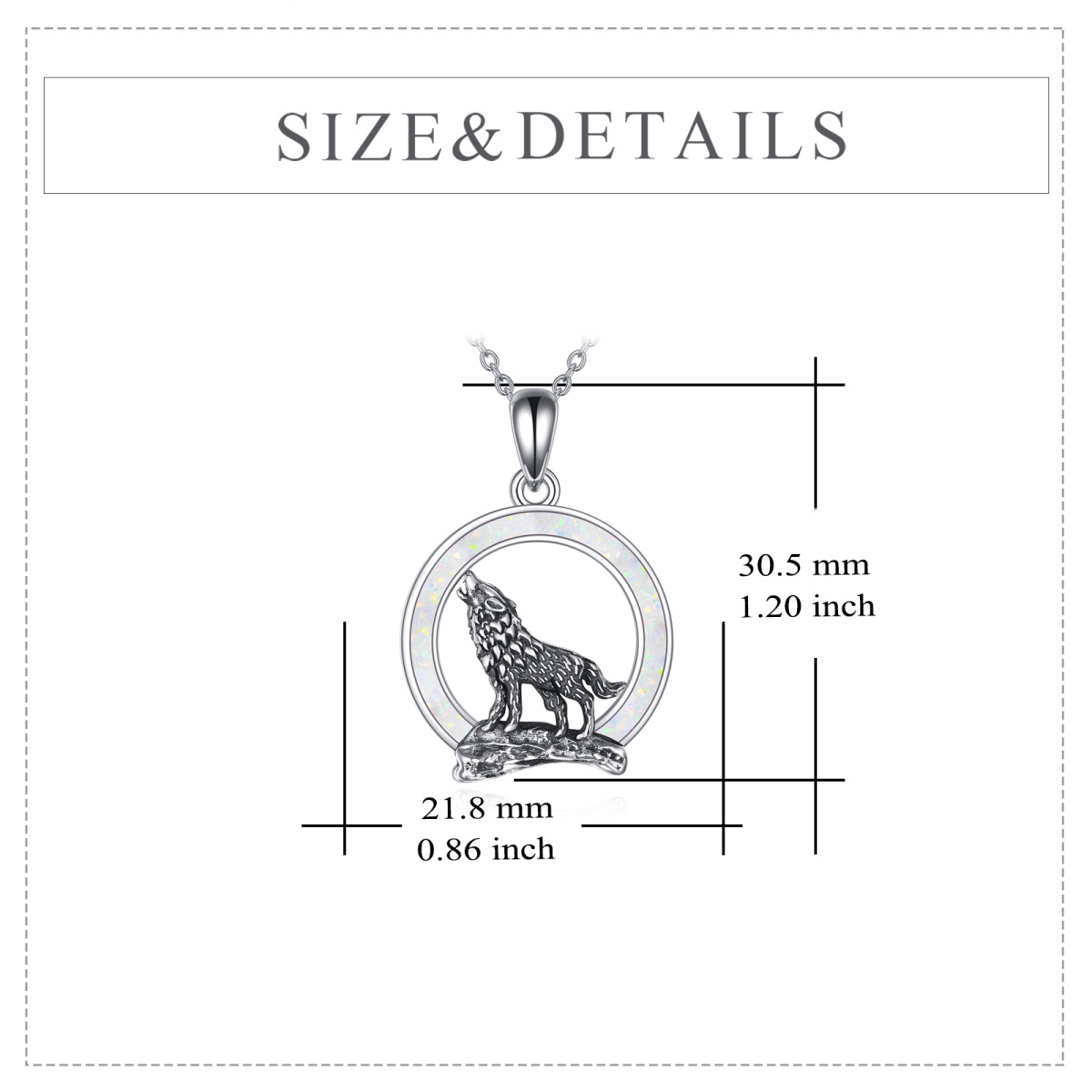 Sterling Silver Opal Wolf Pendant Necklace-5