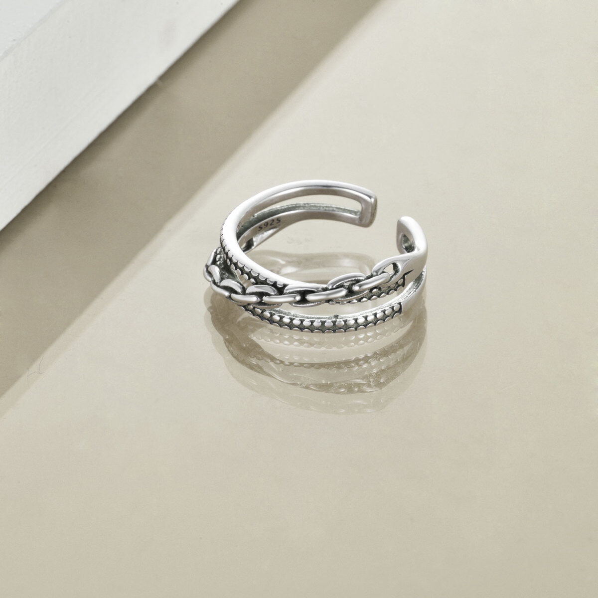 Bague ouverte en argent pour hommes-4