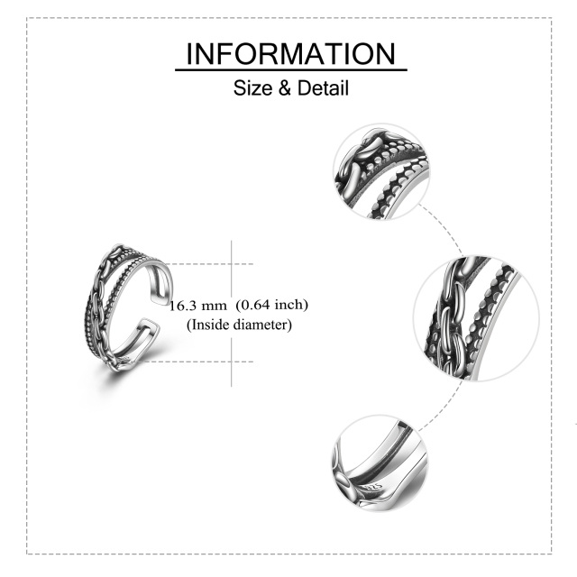 Sterling Silber Offener Ring für Männer-5