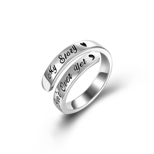 Sterling Silver Open Ring with Engraved Word