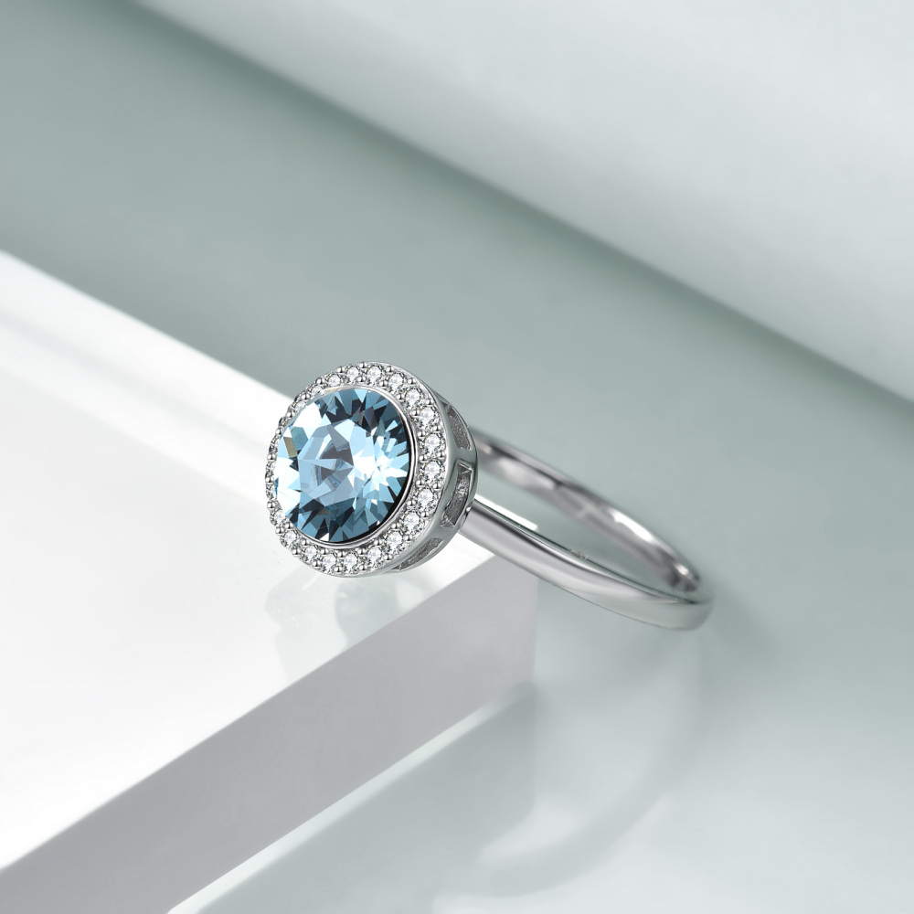 Anello aperto in argento sterling con zirconi cubici-4