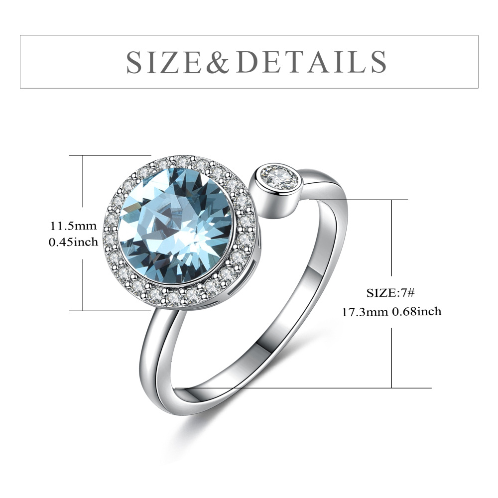 Anello aperto in argento sterling con zirconi cubici-5