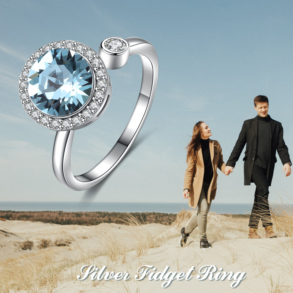 Anello aperto in argento sterling con zirconi cubici-6