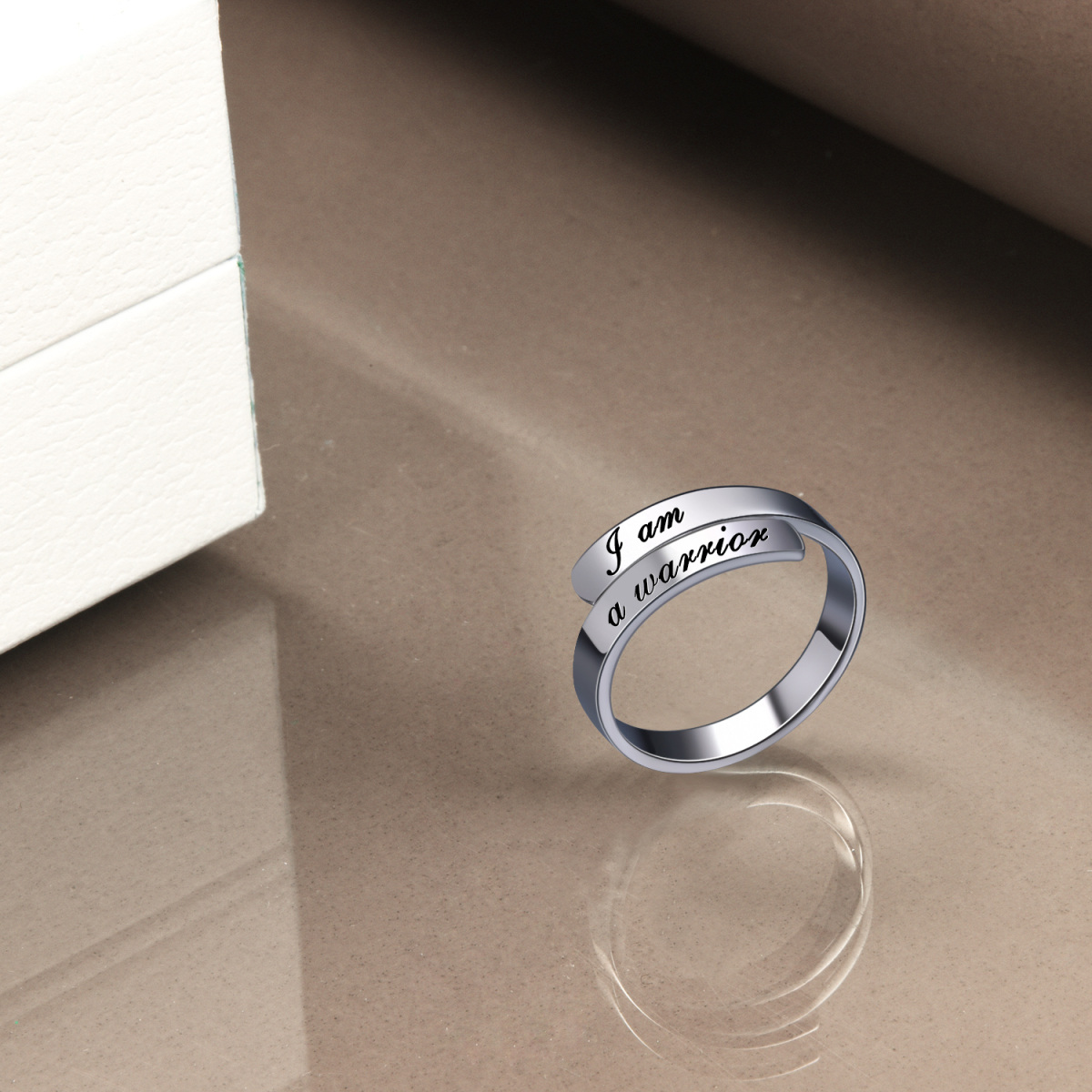 Anillo abierto de plata de ley-3
