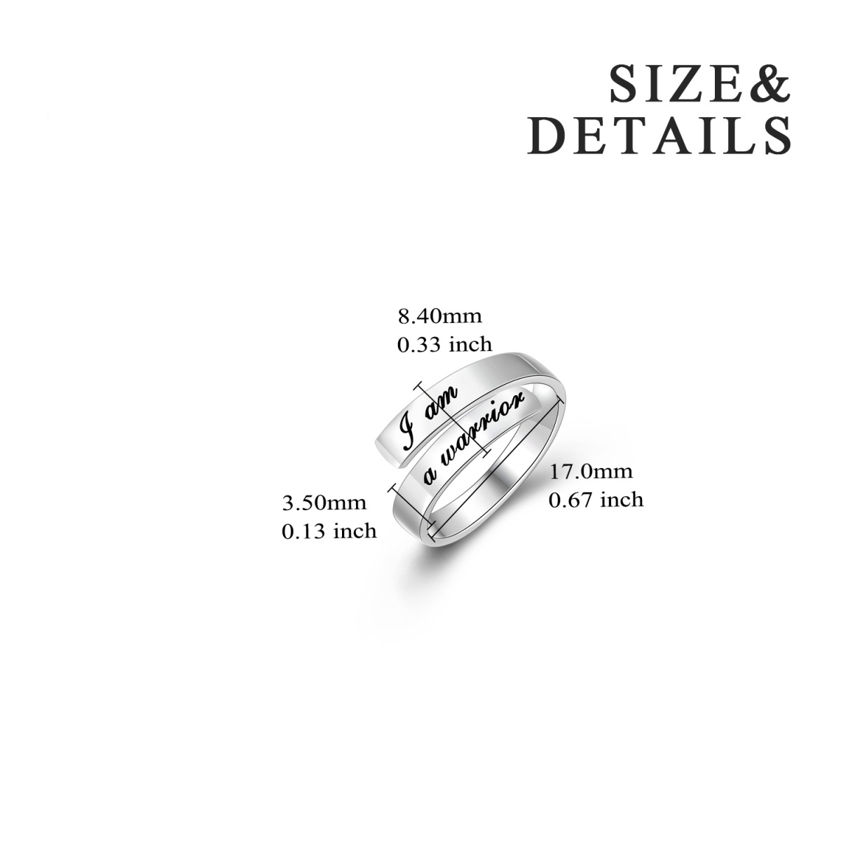 Anillo abierto de plata de ley-4