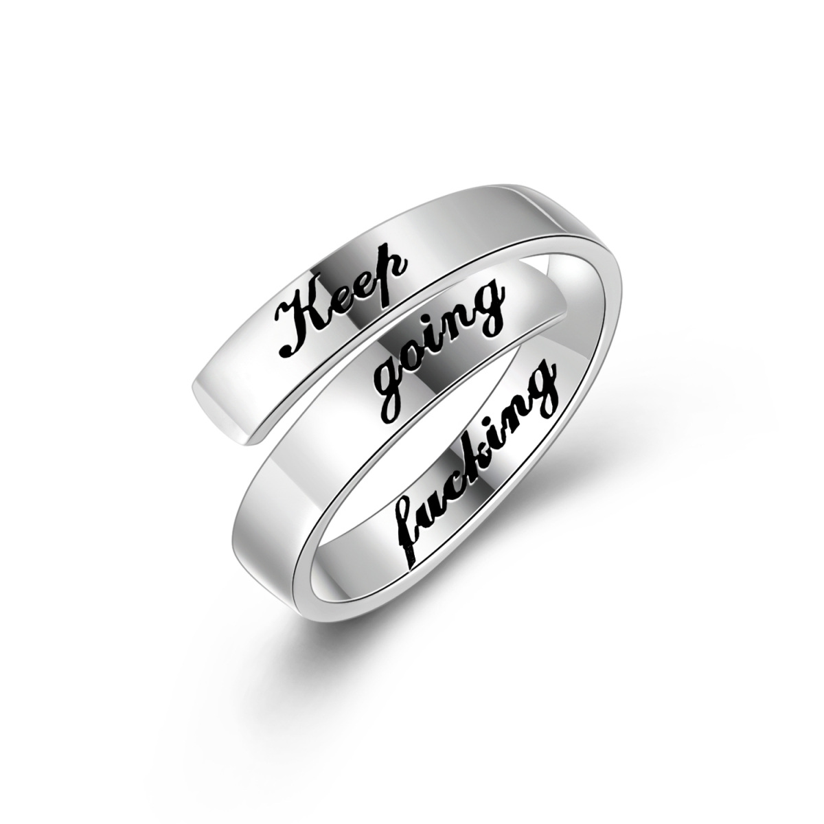 Sterling Silver Open Ring with Engraved Word-1