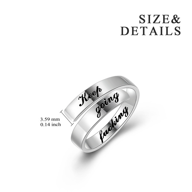 Sterling Silver Open Ring with Engraved Word-5