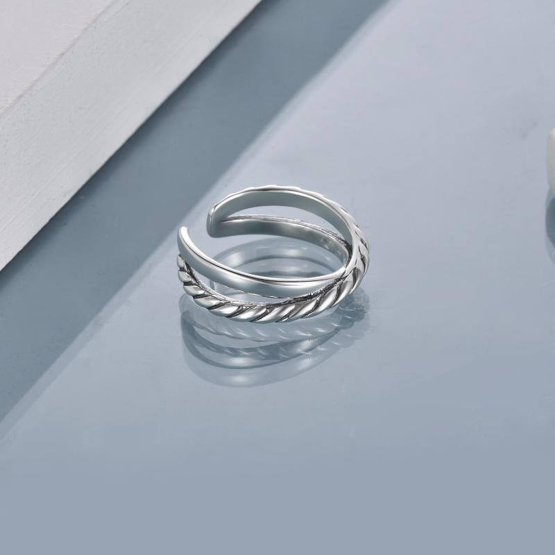 Bague ouverte en argent sterling-4