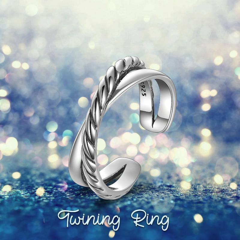 Bague ouverte en argent sterling-6