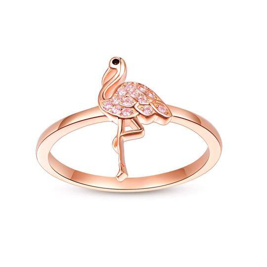 Bague Flamant Rose en Argent Sterling et Plaqué Or Rose