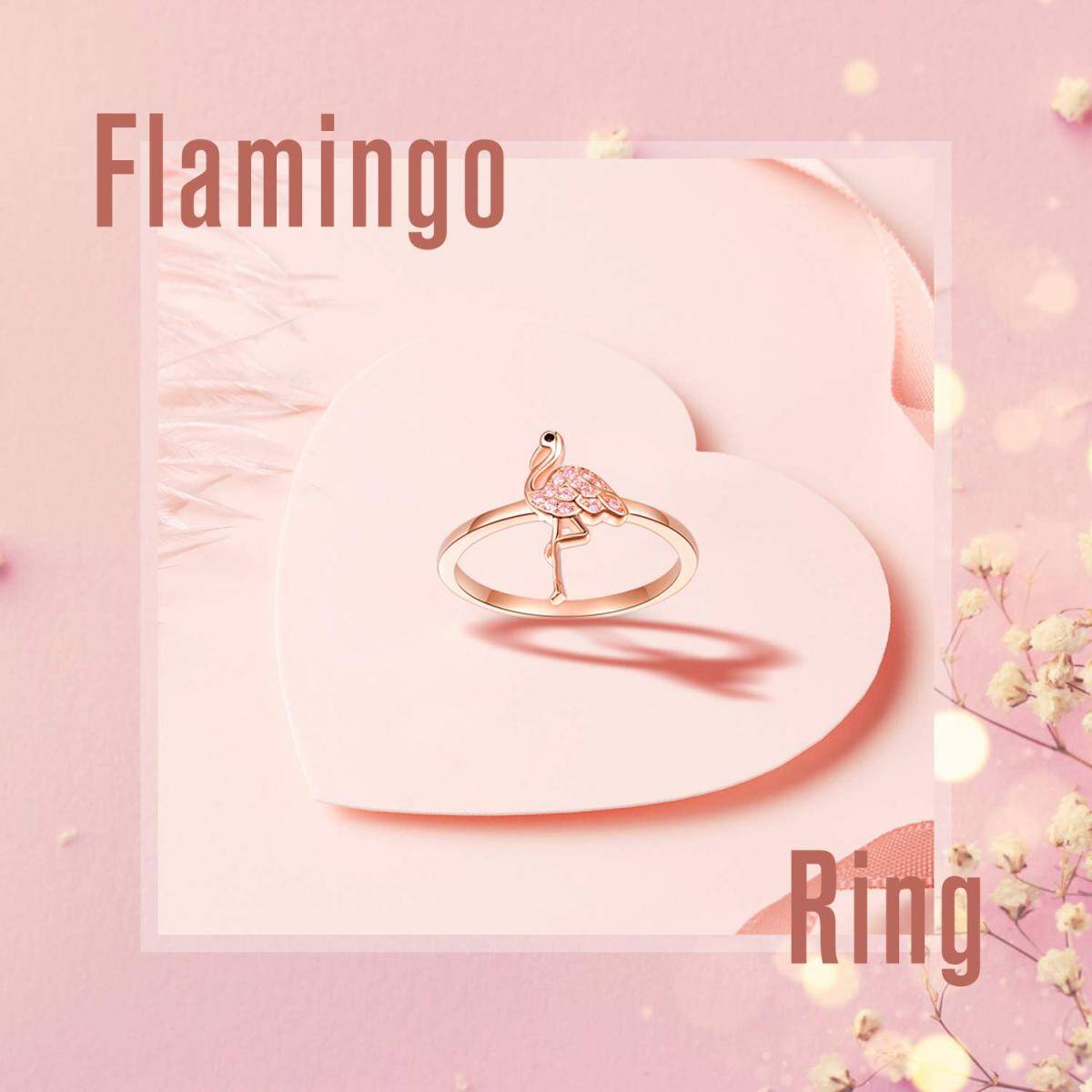 Sterling Silver with Rose gold plated Flamingo Ring-5