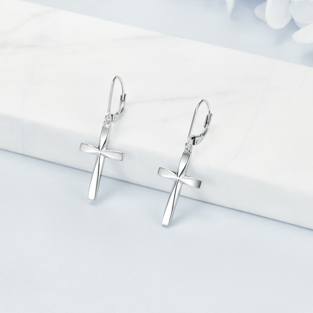 Orecchini a leva con croce origami in argento sterling-3