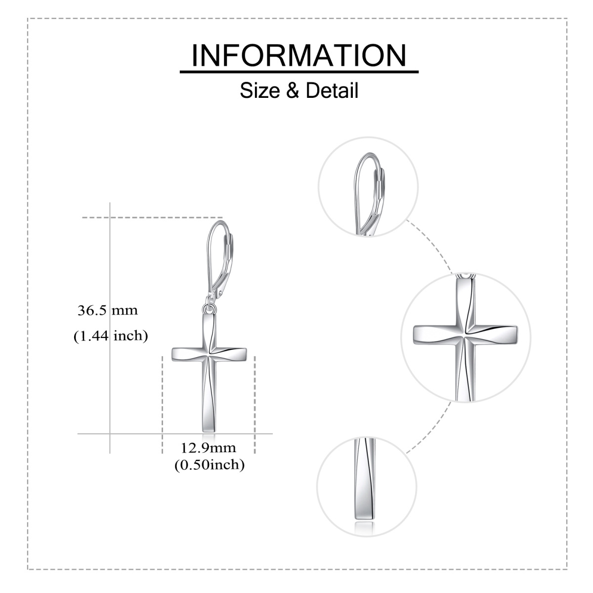 Boucles d'oreilles à levier en argent sterling avec croix en origami-5