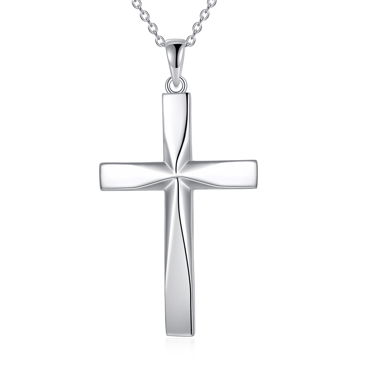 Sterling Silver Origami Cross Pendant Necklace-1