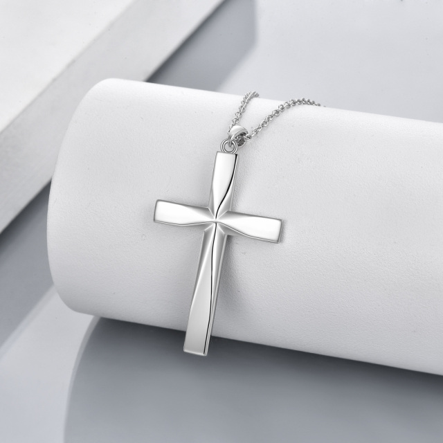 Sterling Silver Origami Cross Pendant Necklace-3